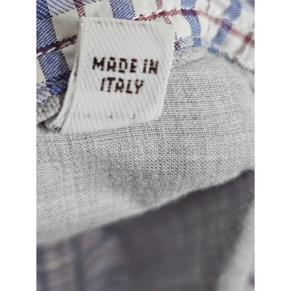 Brunello Cucinelli White Blue Red Check Button-Down Shirt XXXL Leisure Fit - Picture 11 of 12